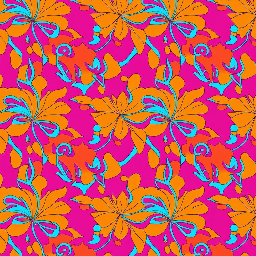 Sunset Bloom Interlocking Petal Mosaic with Radiant Botanicals (Pink) - ODIKA