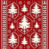 Boho Christmas Tree Medallion with Scandinavian Folk Art(Red)
