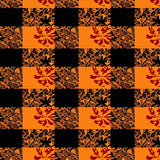 Haunted Buffalo Check Floor with Seasonal Fall Decorations(Orange)