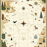 Beige Camper Journey with Vintage Map Elements and Woodland Creature Accents(Beige)