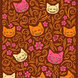 Calavera Cat Carnival With Festive Petals Design(Brown)