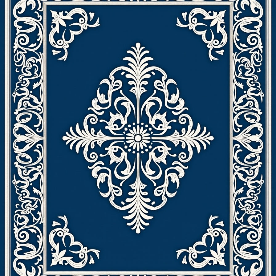 Damask Entrance Anti Slip Traditional Design (Blue) - ODIKA