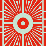 Abstract Sunburst Medallion with Motif and Southwest Flair(Red)