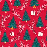 Seasonal Conifer Patterned With Gift Box Accent(Red)