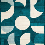 Chic Geometric Area with Teal and Cream Overlapping Shapes(Blue)