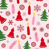 Festive Gnome Snowflake Medallion Doormat with Holiday Candles Design(Pink)