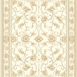 Heritage Garden Area Showcasing Baroque Floral and Leafy Arabesque(Beige)