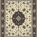 Sophisticated Beige and Black Oriental Featuring Timeless Medallion Design(Beige)