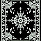 Ornate Medallion with Intricate Scrollwork Flourishes(Black)