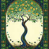 Vibrant Tree of Life Round Rug Diameter(Beige)