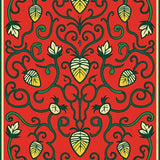 Amber Folk Art Oak Grove with Flowing Botanical Scrollwork(Red)