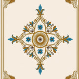 Classic Oriental Chinoiserie Floral Medallion with Intricate Motifs(Gold)