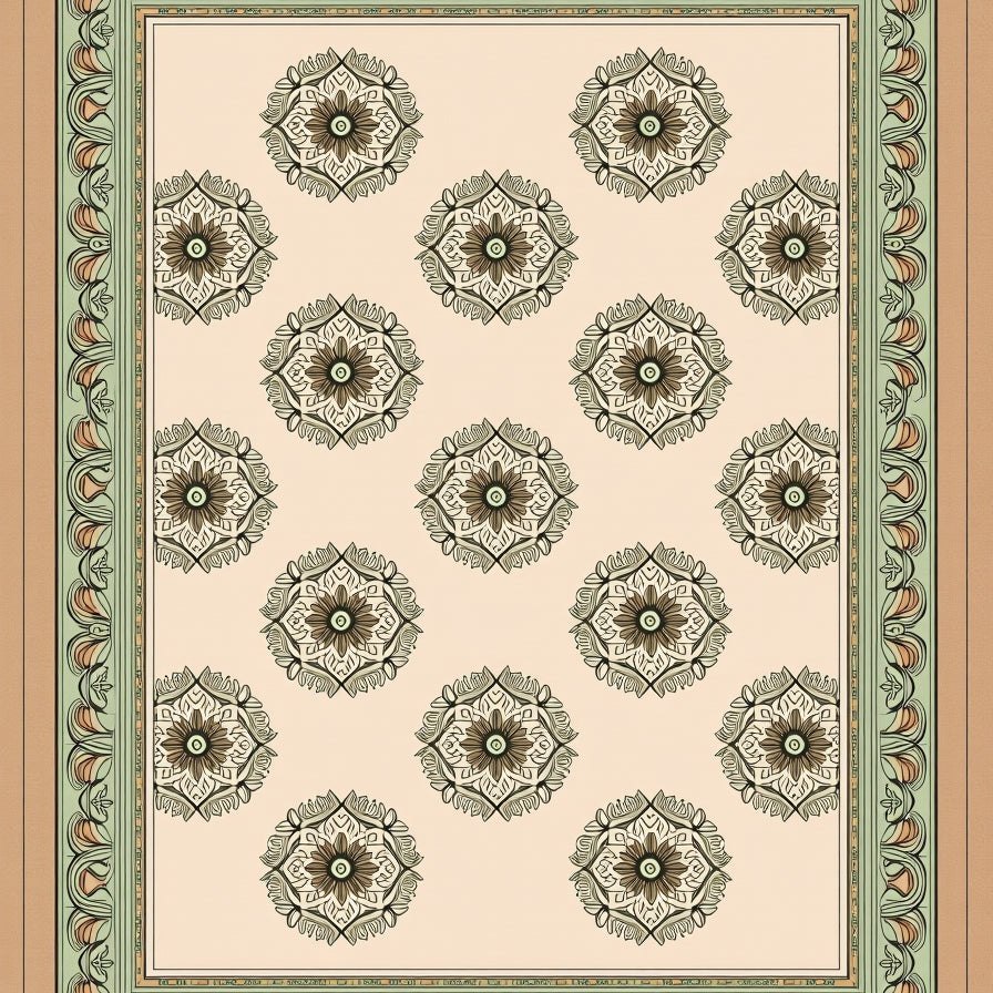 Elegant Boho Spiral Motifs with Delicate Floral Embellishments (Beige) - ODIKA