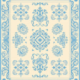 Damask Scrollwork Traditional Motif Anti Slip Textile (Beige) - ODIKA