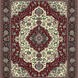 Distressed Victorian Inspired Burgundy Ornate Medallion Floral(Red)