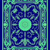 Ornate Floral Medallions Intertwined with Delicate Vines and Leaf Accents (Blue)
