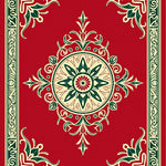 Vintage Botanical Medallion Print with Distressed Art Nouveau Motifs (Red) - ODIKA