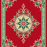 Vintage Botanical Medallion Print with Distressed Art Nouveau Motifs (Red) - ODIKA