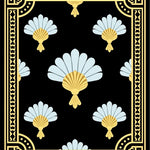 Art Fan Motif with Metallic Accents and Symmetrical Layout (Black) - ODIKA