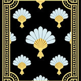 Art Fan Motif with Metallic Accents and Symmetrical Layout (Black) - ODIKA