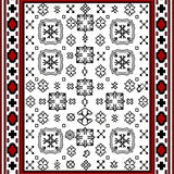 Nordic Winter Plaid Mosaic with Festive Folk(Red)