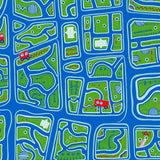 Playful City Map Design Featuring Interlocking Roads and Imaginative (Blue)