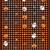 Checkerboard Pumpkin Patch and Friendly Phantom Motif Pair(Brown)