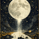 Astrology Tarot Pathway Lunar Eclipse Surreal Starry Night Motif(Gray)