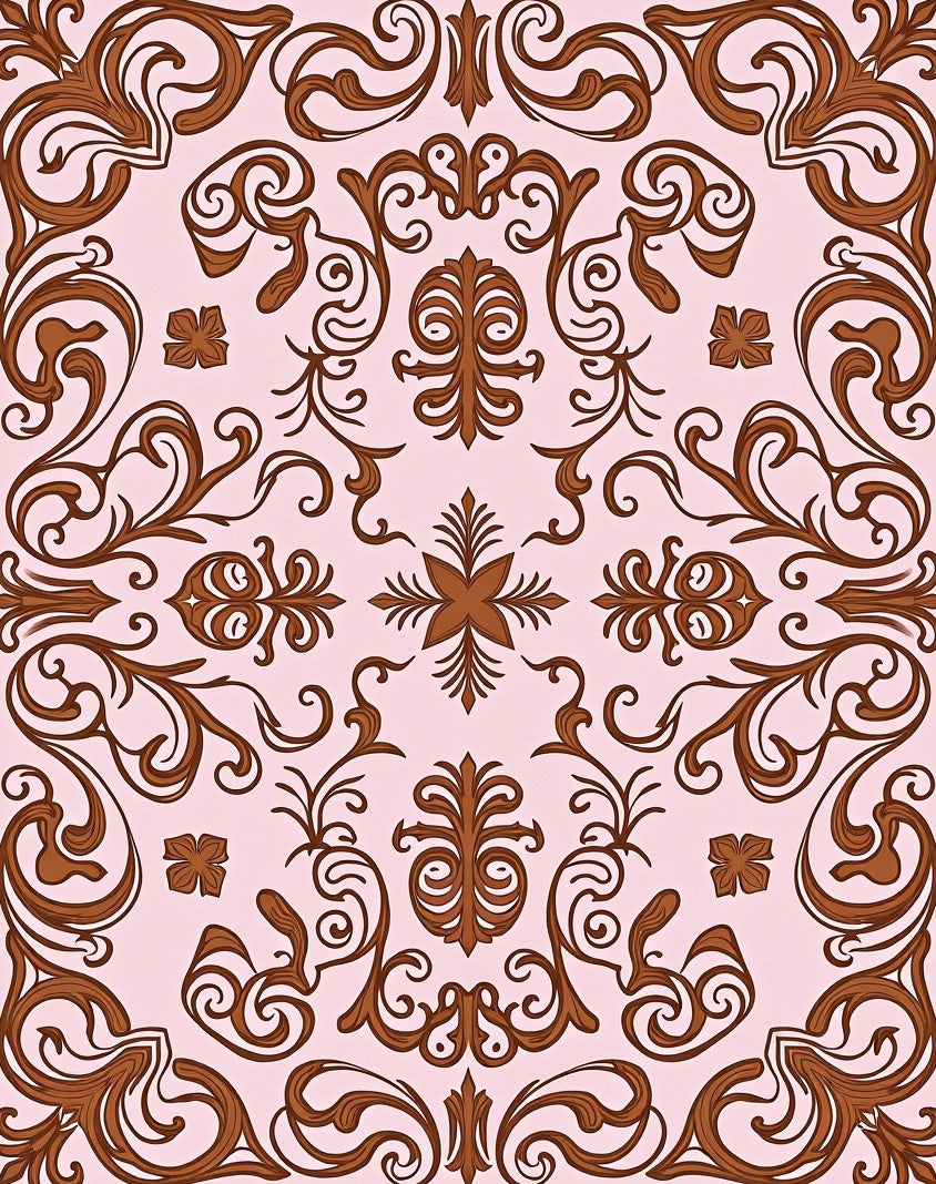Scroll Damask Floor (Brown) - ODIKA