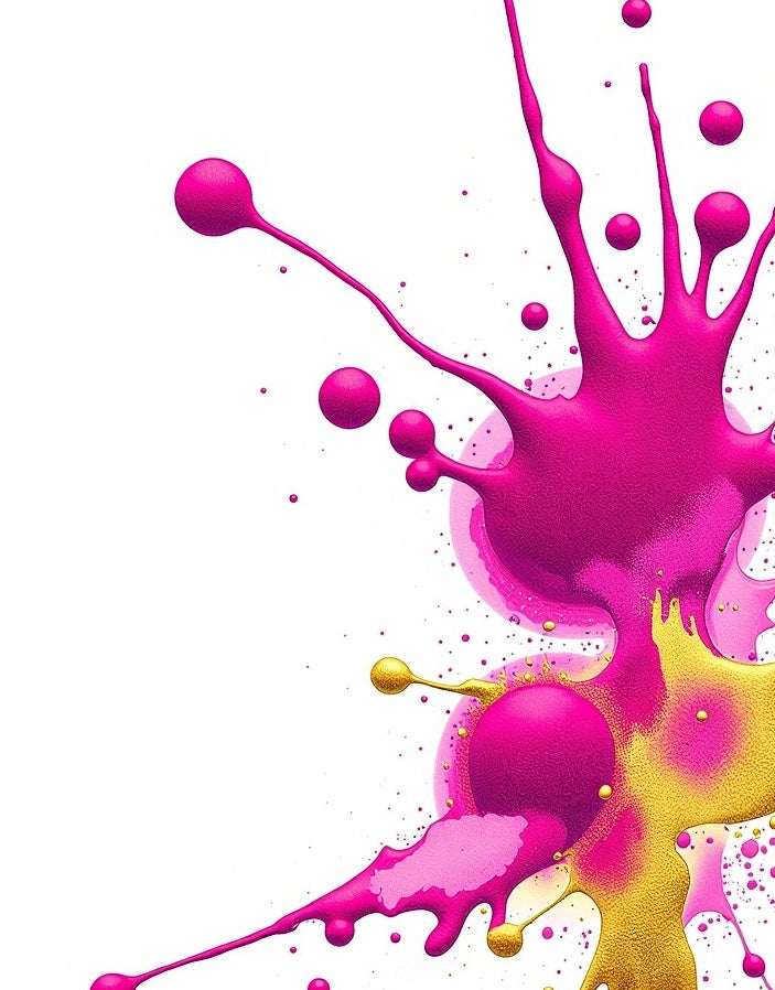 Modern Luxe Ink Splash with Metallic Ripple (Pink) - ODIKA