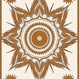 Starburst Motif Floor Covering Artisan Crafted with Rope Edge Detail (Brown)
