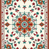 Elegant Medallion Tapestry With Intricate Floral Vine Ornamental Design (Red) - ODIKA
