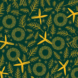 Evergreen Pine Branch Wreath Motif Seasonal Accent(Green)