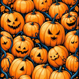 Autumn Harvest Pumpkin and Twisted Vine Rug with Spooky Halloween Gothic Flair(Orange)