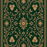 Vintage Damask Flourish with Botanical(Green)