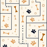 Interlocking Paw Print Maze with Subtle Bone Motifs (Beige)