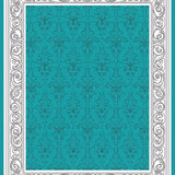 Abstract Damask Border with Interlocking Ornamental Swirl Design (Teal)