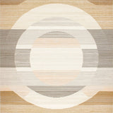 Braided Round Area with Minimalist Concentric Rings and Warm Tones(Beige)