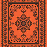 Autumn Harvest Tapestry with Intricate Floral Medallions(Orange)