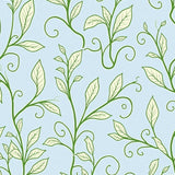 Botanical Vine with Flowing Leaf Scroll Design(Blue)