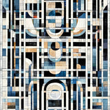 Art Deco Echo Black and White Linear Design(Blue)