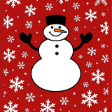Festive Snowman with Falling Snowflakes Holiday(Red)