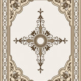with Intricate Scrollwork and Floral Motifs(Beige)