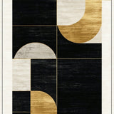 Black & Gold Luxury Textured Indoor Rug(Black)