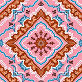 Rustic Floral Medallion Accent Featuring Interlocking Petal Motifs (Pink) - ODIKA