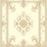 Ivory Beige Baroque Medallion Decorative Scroll Motifs(Beige)