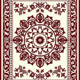 Vintage Botanical Medallion Machine with Floral Motifs (Burgundy)