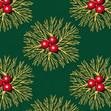 Festive Pine Wreath with Ribbon and Berry Motifs(Green)