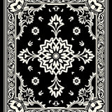 Monty Elegant Floral Medallion Vintage Distressed Accent(Black)