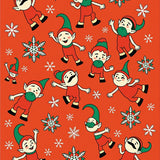 Whimsical Holiday Elves Seasonal Front Door Greeting(Red)